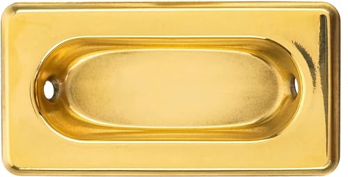 UNIQANTIQ HARDWARE SUPPLY Brass Recessed Sash Window Lift with Beveled Edge - 3-1/8" x 1-5/8" - Pack of 1 - Stamped Brass Pull for Vertical Sliding Sash Windows - UA-823-PB (1) - color: Brass