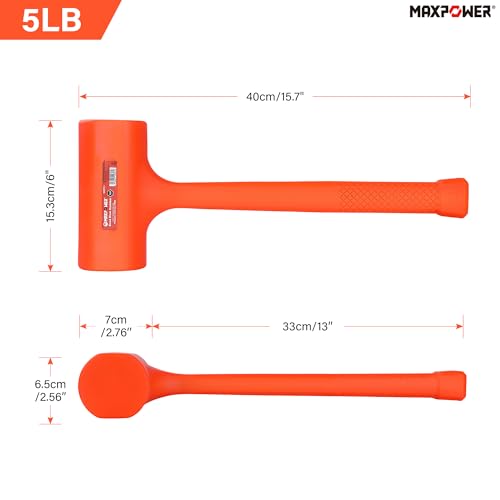 MAXPOWER 5 LB Dead Blow Hammer, Checkered Grip, Spark and Rebound Resistant - size: 5lb