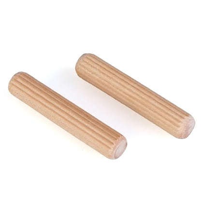 100 pcs 1/4" x 1-1/4" Wooden Dowel Pins, Hardwood, Kiln-Dried Fluted & Beveled Design for Easy Insertion for Woodworking, Furniture, Crafts & DIY Projects (M6 x 30) - size: 1/4" x 1 1/4"
