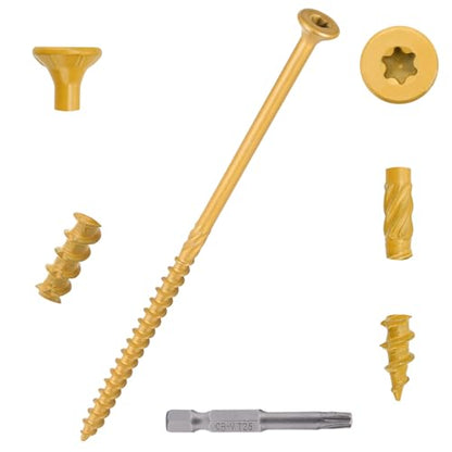 500 PCS #10 x 5” Deck Screws Self-Tapping Outdoor Wood Screws - color: Tan, size: #10x5"