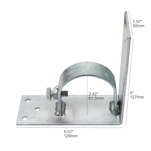 Chain Link Fence 2-1/2"" (2-3/8"" OD) Wood to Steel Corner Bracket, Wood Fence to Steel Post Adapters, Adapter Brackets (Pack of 4), silver