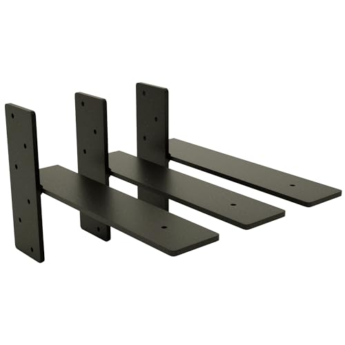 Free Hanging Shelf Bracket Multi-Pack –Heavy-Duty Metal Floating Shelf Support Brackets for Wood Shelves – Hidden Wall Mount Hardware for Modern, Rustic, Industrial Shelving (3 Pack, 10 x 1/4 Inches) - size: 10 x 1/4 Inches, style: 3 Pack