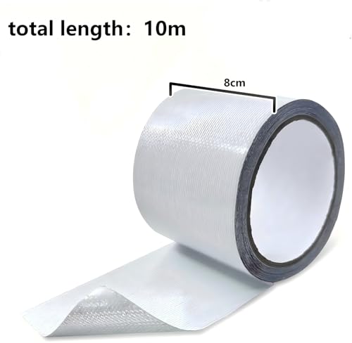 10 meters Waterproof Repair Tape for Fabric, Awning, RV Roof, Tent, Sail, Boat Cover, Underbelly, Tarp – Heavy Duty Outdoor Tear Patch Kit, UVproof, Heat Resistant, Multipurpose White (80mm)