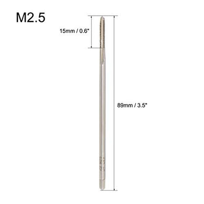 uxcell Metric Thread Tap M2.5 x 0.45 H2 89mm Extra Long Straight Flute Screw Thread Milling Machine Taps Threading Tapping Repair Tool - size: M2.5 x 0.45 x 89mm