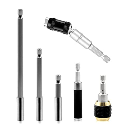 6Pcs Drill Bit Magnetic Bit Holder Extension Set with Degree Pivot Driver