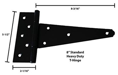 Shed Windows and More Single Door Hardware Kit (8" Hinge), T Handle and Screws - size: 8 Inch