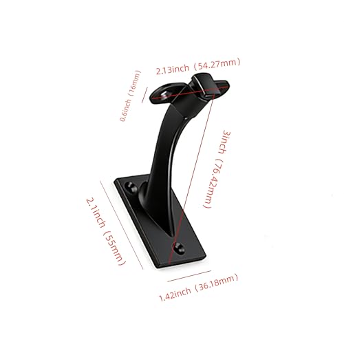 KHTUMEWARE 4 Pack 3 inch Matte Black Handrail Stair Brackets - Heavy-Duty Zinc Alloy Staircase Handrail Supports, Suitable for Home Stairs and Balcony Guardrails - color: Matte Black