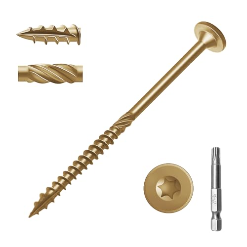 50Pcs 4-1/2 Inch Structural Wood Screws Yellow - color: Yellow, size: #14×4-1/2"