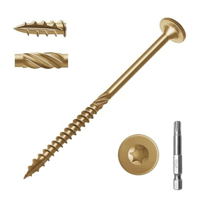 50Pcs 4-1/2 Inch Structural Wood Screws Yellow - color: Yellow, size: #14×4-1/2"