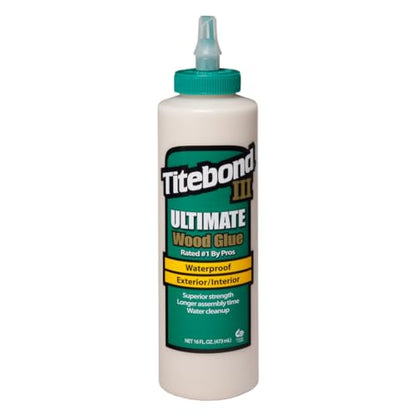 Titebond III Ultimate Wood Glue 1414 16oz and Wen 400-Piece Fluted Dowel Pin Variety Bucket with 1/4, 5/16, and 3/8-inch Dowels
