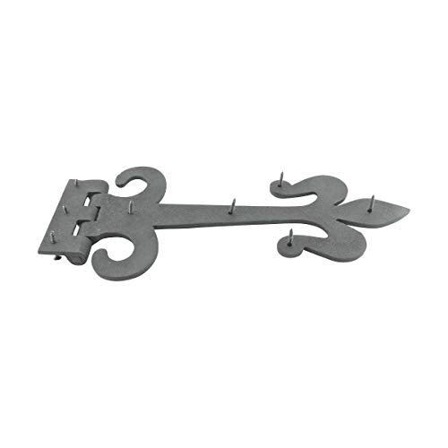Renovators Supply Manufacturing Pack of 10 Black Wrought Iron Strap Hinge 12 Inch Fleur de Lis Colonial Barn Door Gate Hardware Flush Mount Rust Resistant Heavy Duty - size: Pack of 10