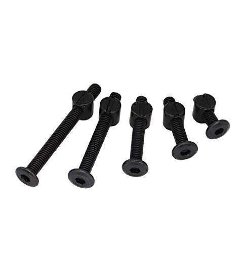 cSeao M6 x 20mm/30mm/40mm/50mm/60mm Baby Bed Crib Screws Hardware Replacement Kit, 25-Set Black Socket Cap Screws Barrel Nuts Assortment Kit for Chairs Cot Bed Crib Furnitures - size: 20/30/40/50/60mm 50pcs