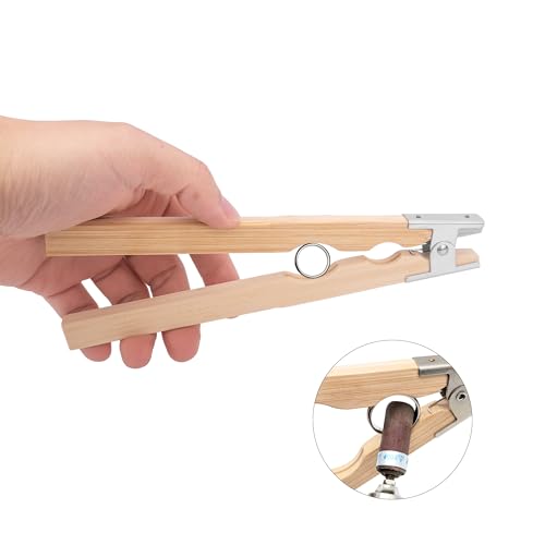 TUNQISM Wooden Ring Clamp Holder & Solid Wood Stick Set, Jewelry Making & Polishing Auxiliary Tools with Metal Hinged Spring, Sanding Handle for Ring Polishing & Grinding, High-Quality Workbench Tools