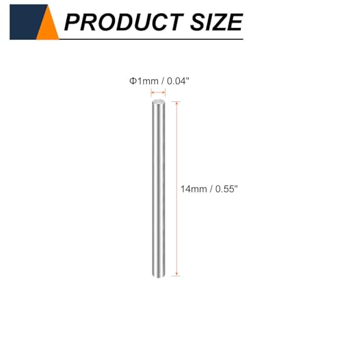HARFINGTON 50pcs Dowel Pins M1(1mm) x 14mm 304 Stainless Steel Cylindrical Shelf Support Peg Pin Rod Fasten Elements for Metal Devices Wood Furniture DIY Installation, Silver - size: M1 x 14mm