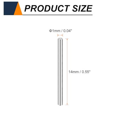 HARFINGTON 50pcs Dowel Pins M1(1mm) x 14mm 304 Stainless Steel Cylindrical Shelf Support Peg Pin Rod Fasten Elements for Metal Devices Wood Furniture DIY Installation, Silver - size: M1 x 14mm