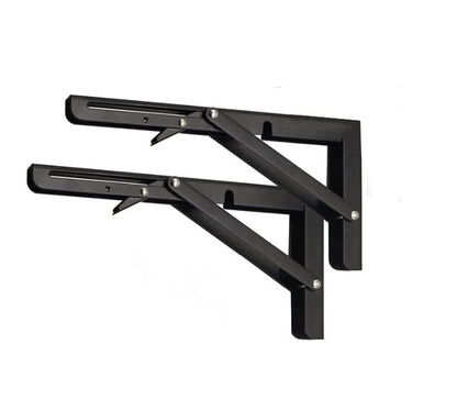 Black Folding Shelf Brackets Max. Load 220 lb, Heavy Duty DIY Wall Mounted Shelf Bracket Space Saving for Table Work Bench (10 INCEH-2PCS) - size: 10 INCH-2PCS
