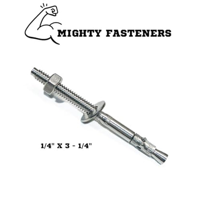 Mighty Fasteners 304 Stainless Steel Wedge Anchors 1/4" X 3-1/4" - 25 Pack - size: 1/4" X 3-1/4"