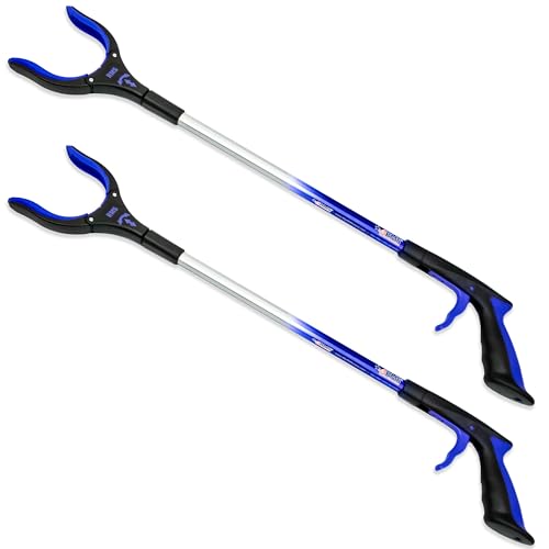 RMS 2-Pack 32 Inch Extra Long Grabbers Reachers with Rotating Jaw (Blue) - color: Blue