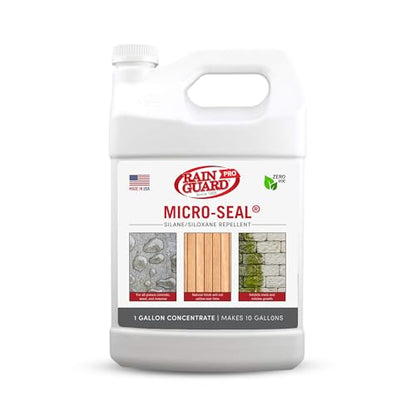RAIN GUARD PRO CR-0701 MICRO-SEAL Concentrate Makes 10 Gallons - Clear Natural Finish - All Purpose Deep Penetrating Water Repellent Protection For Wood, Concrete and Masonry Surfaces - Pro Approved - size: 1 Gallon (Makes 10 Gallons)
