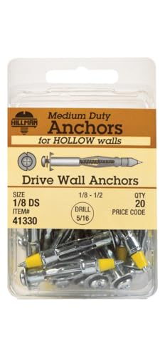 The Hillman Group 41330 Short Drive Wall Anchors, 1/8-Inch, 20-Pack
