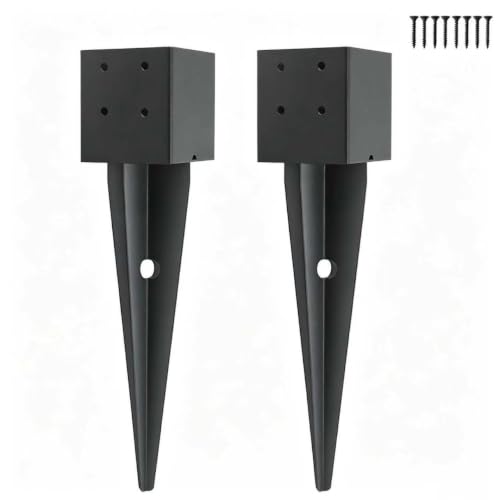 2Pcs 16" Fence Post Anchor Ground Spike|Black Powder-Coated| 4"x4" - size: 4"x 4"