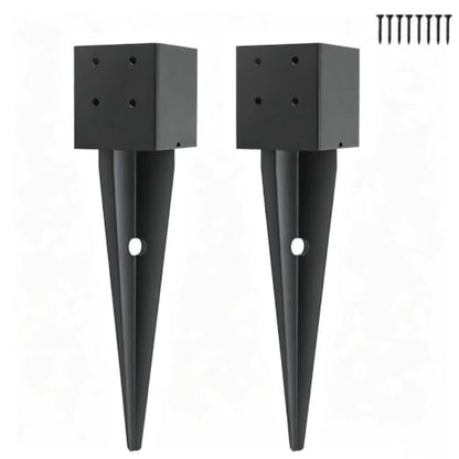2Pcs 16" Fence Post Anchor Ground Spike|Black Powder-Coated| 4"x4" - size: 4"x 4"