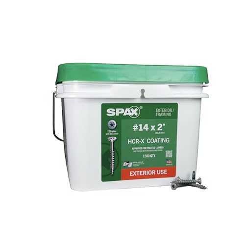 SPAX #14 x 2 Exterior Flat Head Deck Wood Screws Construction Torx T-Star Plus (1500 EA) Bulk Pail Includes 2 Bits Rust Resistant - size: #14 x 2"