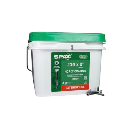 SPAX #14 x 2 Exterior Flat Head Deck Wood Screws Construction Torx T-Star Plus (1500 EA) Bulk Pail Includes 2 Bits Rust Resistant - size: #14 x 2"