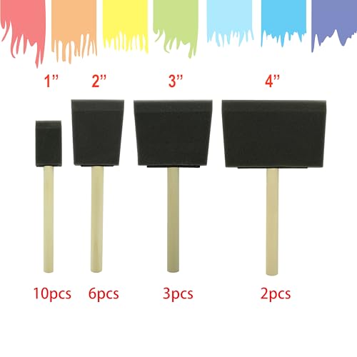 Poly Foam Brushes 21pcs, High Density Foam(1", 2", 3", 4") - size: 1"- 4" assorted 21pcs