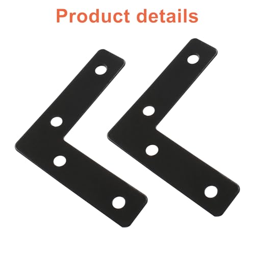 Bivethoi L Shape Flat Mending Plates, 60 x 60mm (2.36" x 2.36"), Black - size: 60x60mm/2.36"x2.36", style: L shape