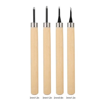 Stamp Carving Tools 4PCS Rubber Wood Carving Knife Tools