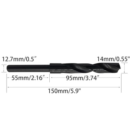 14mm(9/16-Inch) Reduced Shank Drill Bit, 1/2” Shank High Speed Steel Twist Drill Bit HSS-9341 for Aluminum Plate Copper Wood Stainless Steel - size: 14mm
