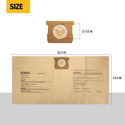 3 Pack DEWALT Dust Bag DXVA19-4101, for 6-10 Gallon Wet/Dry Vacuum, DEWALT Vacuum Bags, Compatible with DXV06P DXV09P DXV09PA DXV10P DXV10PL DXV10S DXV10SA DXV10SB - style: DeWALT Dust Bag - 6-10 gal.