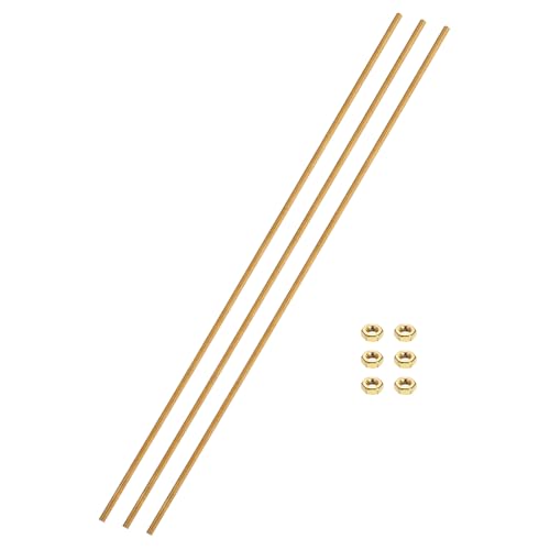 uxcell Brass Fully Threaded Rod M2.5x0.45mm Pitch Studs 200mm/8 Long 3 Sets - size: M2.5x0.45mmx200mm