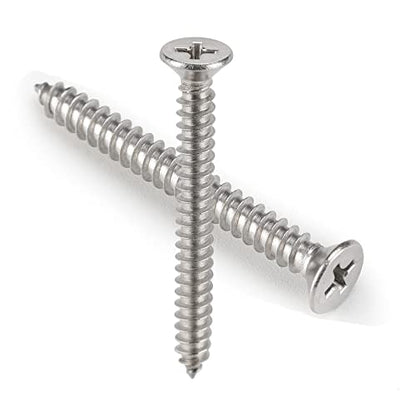 QISHENG 100 PCS #4x7/8(0.875 inch) Stainless Steel Phillips Flat Head Wood Screws,Stainless Steel 18-8 A2(304) Screw - color: Colorless, size: #4X7/8"(0.875 inch)