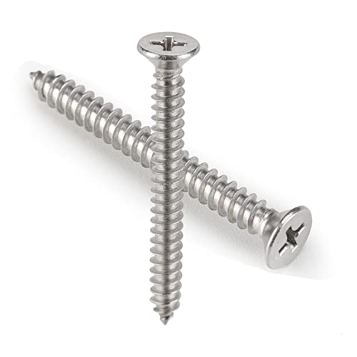 QISHENG 100 PCS #4x1/4(0.25 inch) Stainless Steel Phillips Flat Head Wood Screws,Stainless Steel 18-8 A2(304) Screw - color: Colorless, size: #4X1/4"(0.25 inch)