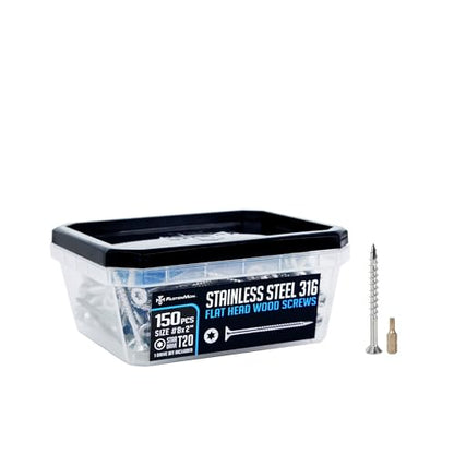 316 Stainless Steel Deck Screws, #8 x 2, 150 PCS - size: #8 x 2", style: 150 PCS