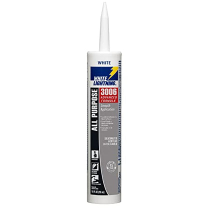 White Lightning 3006 Advanced Formula Caulk, W12AF0010, White, 10 fl. oz., Cartridge