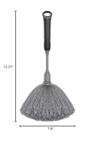 MR.SIGA Microfiber Delicate Duster with Non Slip Handle, Gray & Black