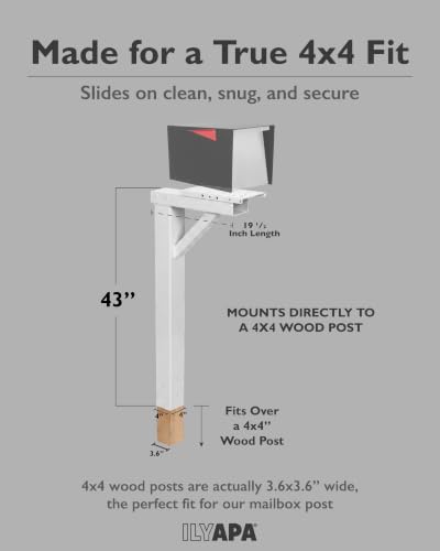 Ilyapa Mailbox Post Kit for Outside - 43x4x4 Arm Style Sleeve - White - color: White
