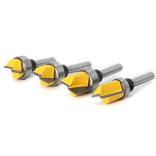 Yakamoz Flush Trim Router Bit Set, 4Pcs 1/4" Shank Ball Bearing Carbide