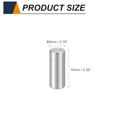 HARFINGTON 15pcs Dowel Pins M4(4mm) x 10mm 304 Stainless Steel Cylindrical Shelf Support Peg Pin Rod Fasten Elements for Metal Devices Wood Furniture DIY Installation, Silver - size: M4 x 10mm