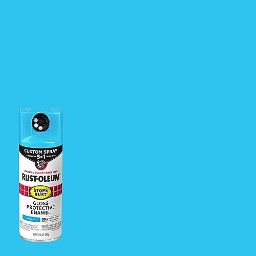 Rust-Oleum Stops Rust Custom 5-in-1 Spray Paint, Gloss Maui Blue - color: Gloss Maui Blue, size: 12 Ounce (Pack of 1)