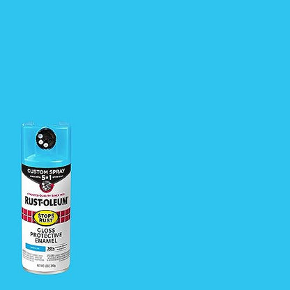 Rust-Oleum Stops Rust Custom 5-in-1 Spray Paint, Gloss Maui Blue - color: Gloss Maui Blue, size: 12 Ounce (Pack of 1)