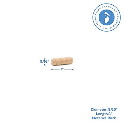 Wooden Dowel Pins 5/16 inch x 1 inch, Pack of 250 Spiral Dowel Joints for Woodworking, Furniture and Crafts, by Woodpeckers - size: 5/16 inch x 1 inch