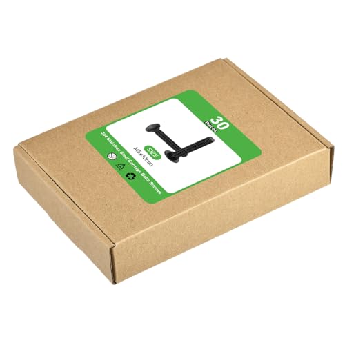 uxcell 30Pcs Carriage Bolts, M5 x 30mm Stainless Steel 18-8 (304) - color: Black, size: M5 x 30mm
