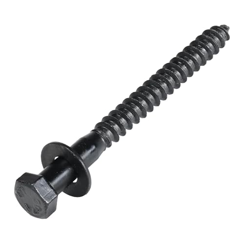 5/16 x 4 (50 Pack) Lag Screw Kit, 50 Screws and 50 Washers, Ceramic Black Ruspert Coating for Exterior Use, Meets ASTM A307 and ASME B18.2.1, Industrial/Commerical Grade by Makers Bolt - size: 5/16 x 4