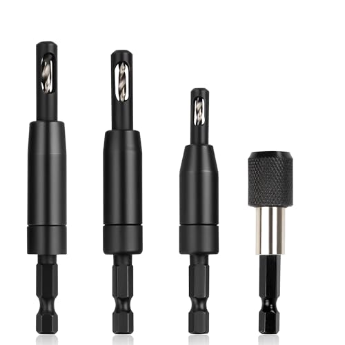 FIVEPEARS Self Centering Drill Bit Set, 3-Piece VIX Bit with 1/4" Hex Shank, 3/32”, 7/64”, 1/8” Center Drill Bit Set for Precise Cabinet, Door, and Hinge Installation
