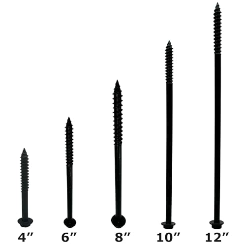 (10) 3/8” X 4” Black Hex Head Lag Wood Screws, Heavy Duty lag Bolts for Timber, Tree Houses, Fences by BRAUNY BOY HARDWARE -Qty 10