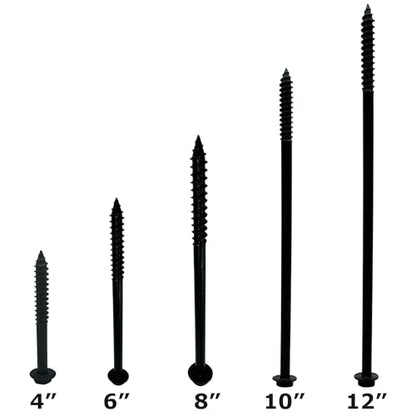 (10) 3/8” X 4” Black Hex Head Lag Wood Screws, Heavy Duty lag Bolts for Timber, Tree Houses, Fences by BRAUNY BOY HARDWARE -Qty 10